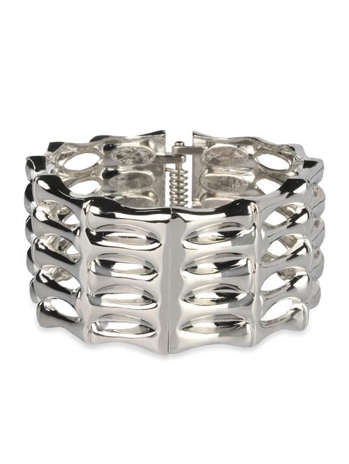 silver parallel lined cutout bracelet - 9641068 - Very Small Image - 1