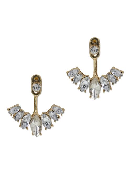 gold crystal embellished jacket drop stud earrings - 9641533 - Very Small Image - 1