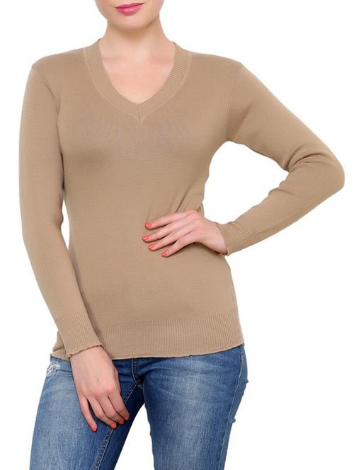 beige cotton blend  pullover - 9642038 - Very Small Image - 1