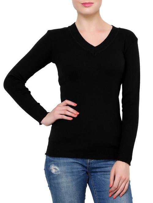 black cotton blend  pullover - 9642039 - Very Small Image - 1
