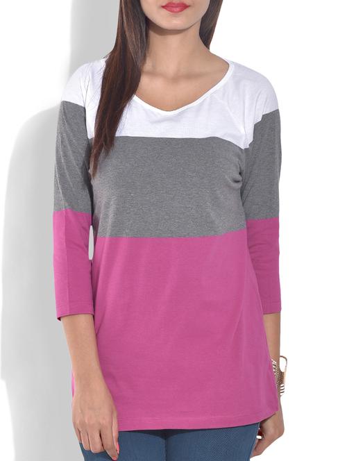 multicolored color blocked knitted cotton top - 9643221 - Very Small Image - 1