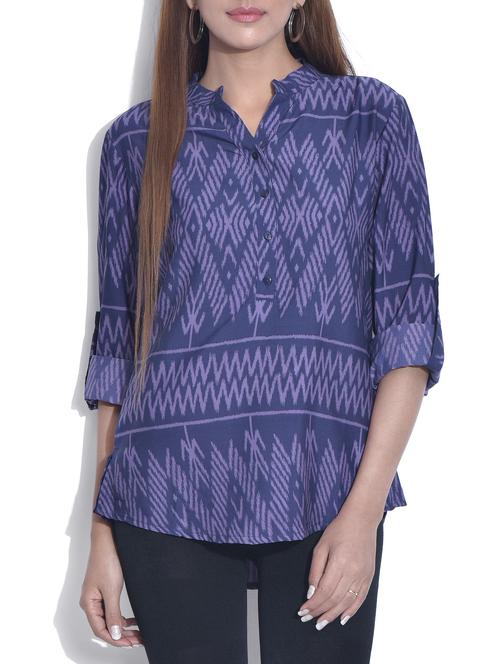 violet printed poly crepe top - 9643625 - Very Small Image - 1
