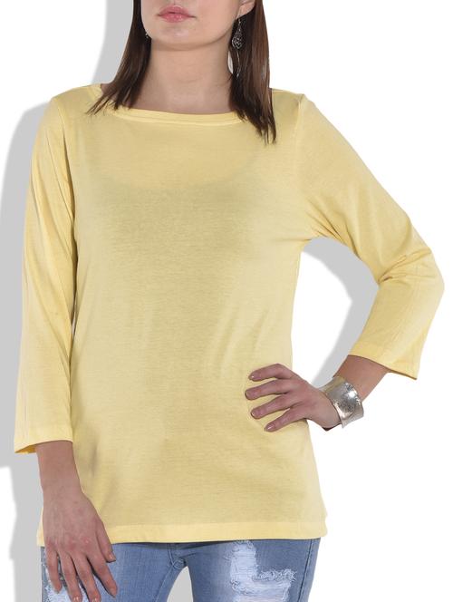 solid pale yellow cotton knit top - 9644128 - Very Small Image - 1