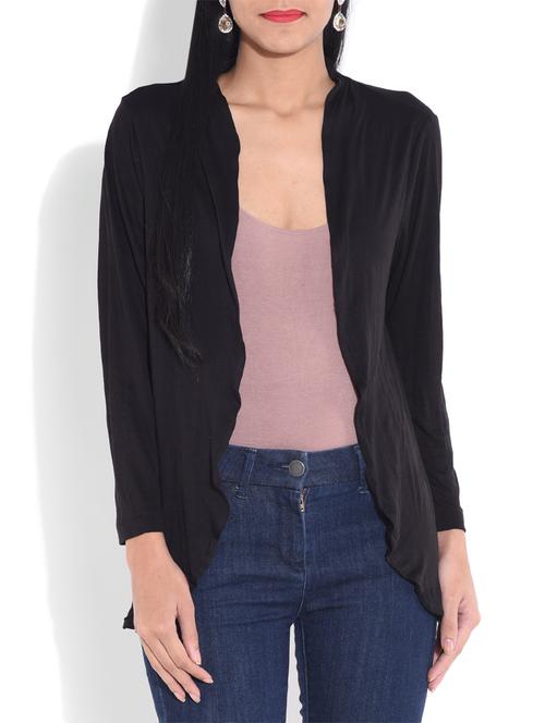 solid black viscose knit shrug - 9644193 - Very Small Image - 1