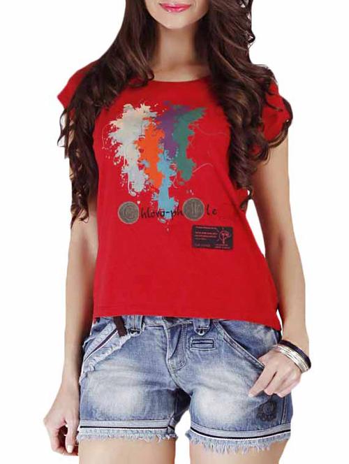 red multi printed organic cotton top - 9645666 - Very Small Image - 1