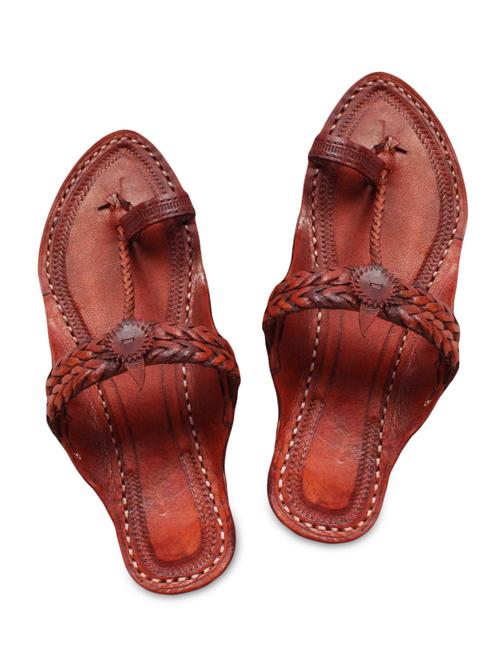 brown leather kolhapuri chappal - 9646356 - Very Small Image - 1