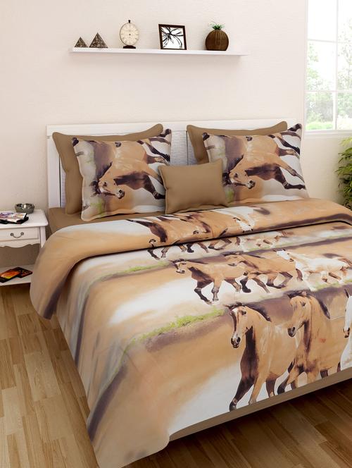 printed double bedsheet with 2 pillow covers - 9651250 - Very Small Image - 1