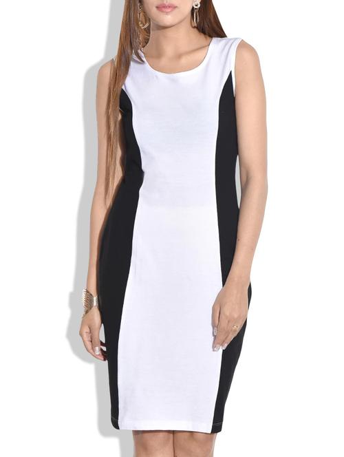 white color blocked cotton jersey dress - 9652887 - Very Small Image - 1
