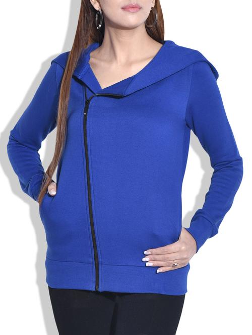 royal blue hooded cotton knit jacket - 9652899 - Very Small Image - 1