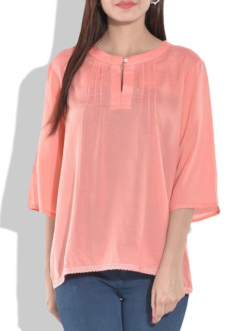 solid peach rayon top - 9654574 - Very Small Image - 1