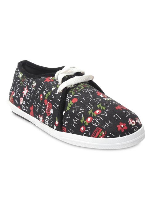 Black printed canvas sneakers - 9656213 - Very Small Image - 1