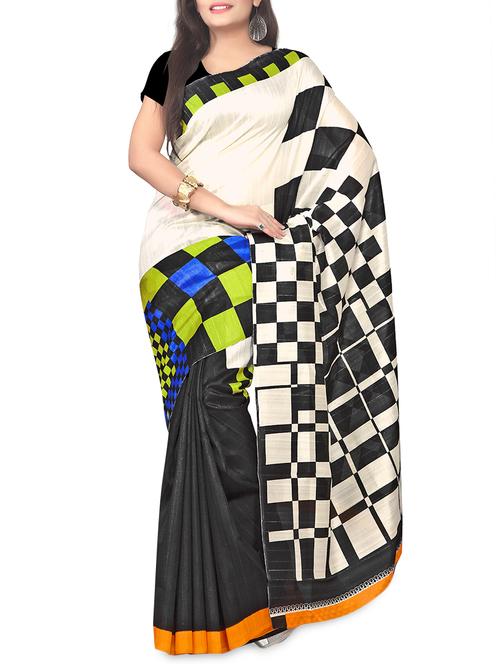 black bhagalpuri silk printed saree - 9658035 - Very Small Image - 1