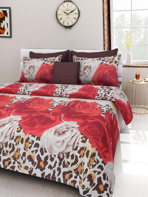 poly cotton 3d print floral double bed sheets - 9658551 - Very Small Image - 1