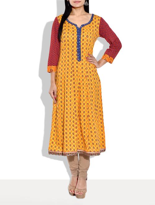  yellow anarkali kurti - 9659411 - Very Small Image - 1