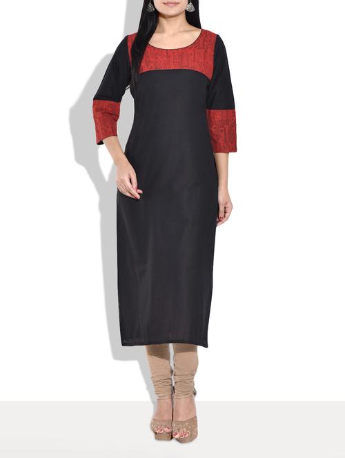  black red blk print kurti - 9659429 - Very Small Image - 1