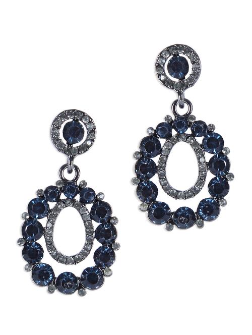 silver crystal studded earrings - 9660411 - Very Small Image - 1