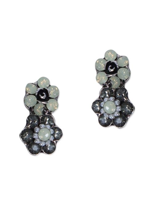 black crystal studded earrings - 9660422 - Very Small Image - 1