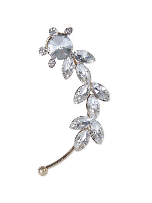 silver crystal studded cuff earrings - 9660446 - Very Small Image - 1