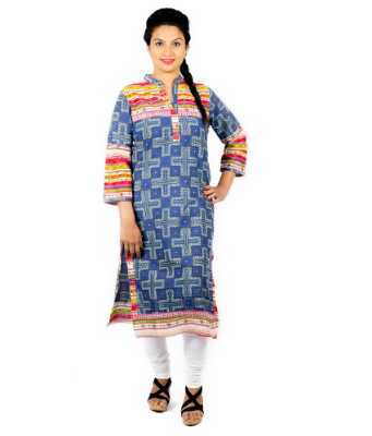 vivacity blue cotton kurti - 9660721 - Very Small Image - 1