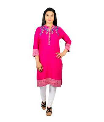 vivacity pink poly rayon kurti - 9662307 - Very Small Image - 1