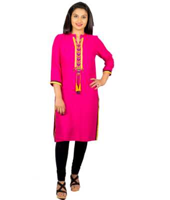 vivacity pink poly rayon kurti - 9662641 - Very Small Image - 1