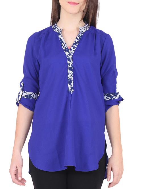 blue polycrepe top - 9662943 - Very Small Image - 1