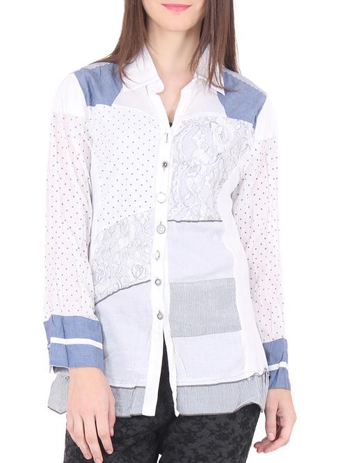 white printed cotton shirt - 9662968 - Very Small Image - 1