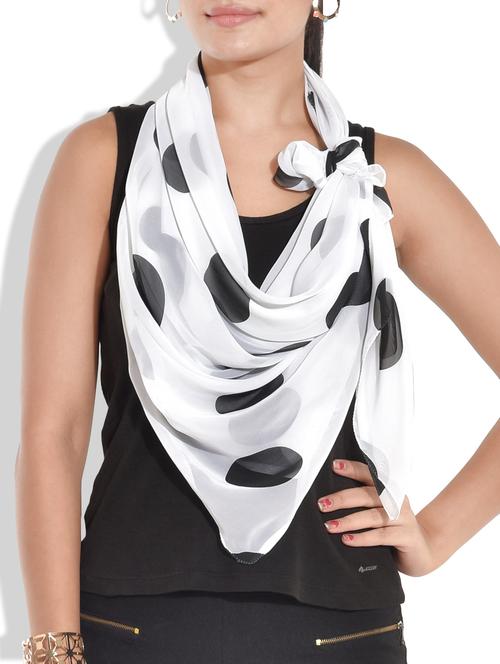 white polka dots printed stole - 9663011 - Very Small Image - 1