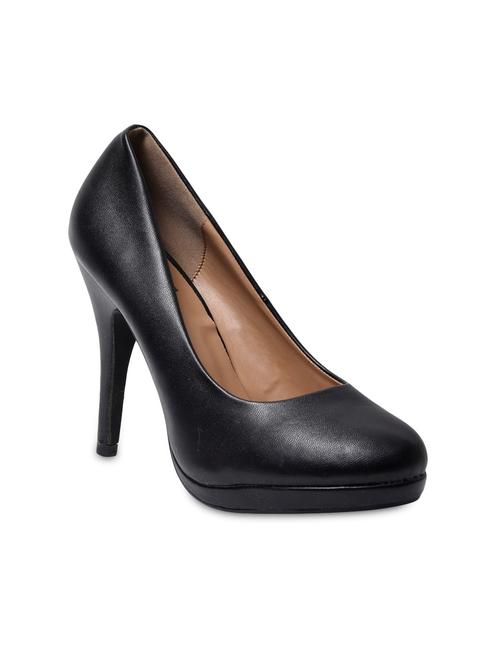 solid black faux leather stilettos pumps - 9663773 - Very Small Image - 1