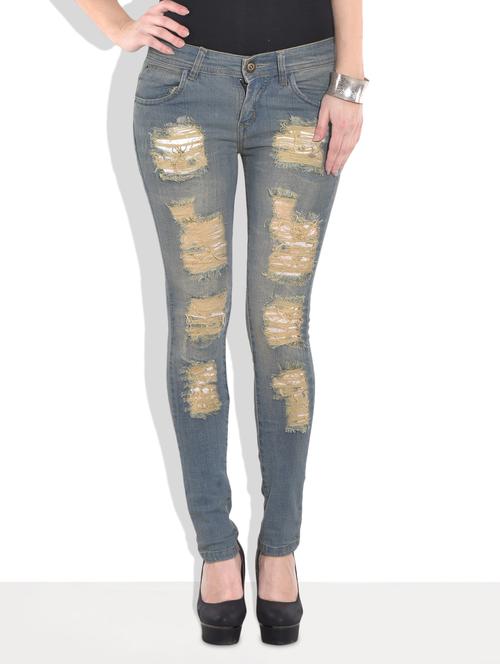 blue ripped stretchable jeans - 9667280 - Very Small Image - 1