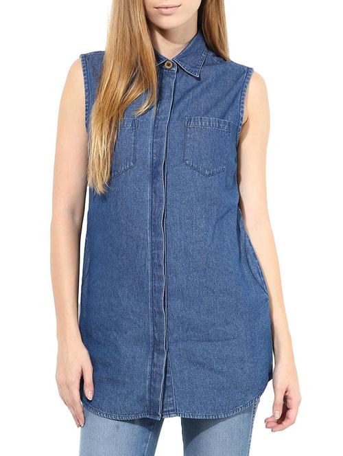 blue denim regular shirt - 9670669 - Very Small Image - 1