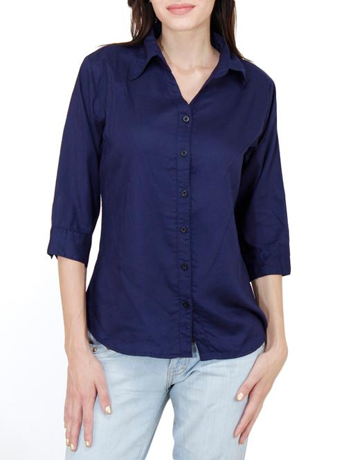 navy blue rayon shirt - 9673035 - Very Small Image - 1