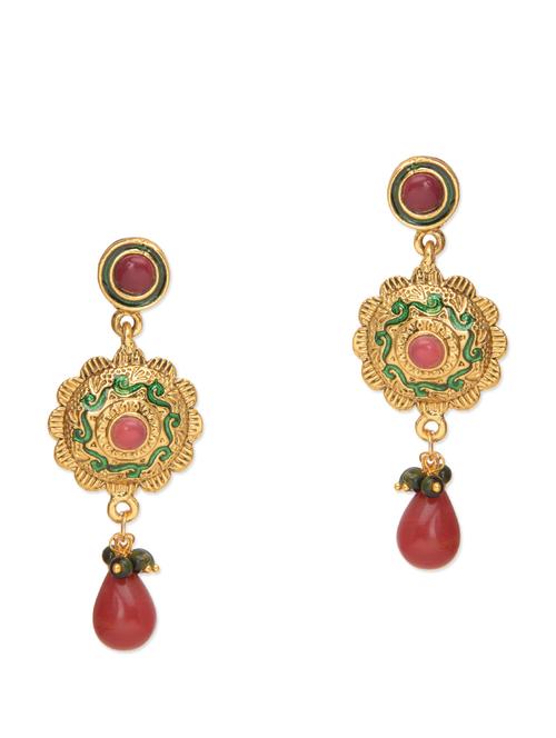 gold embellished drop earrings - 9675348 - Very Small Image - 1
