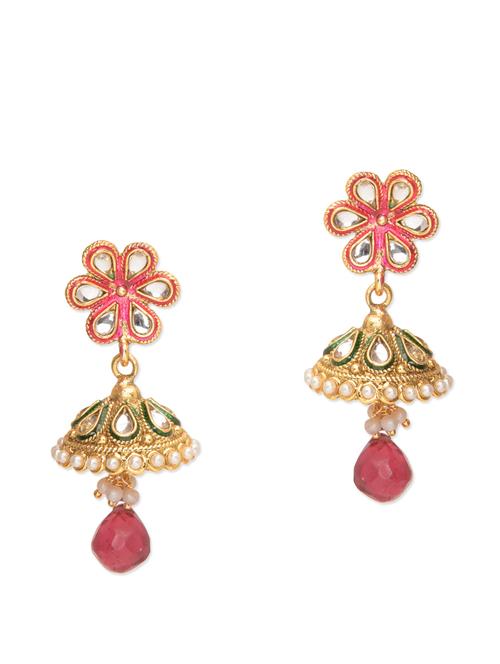 pink embellished drop earrings - 9675376 - Very Small Image - 1