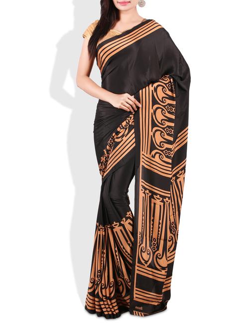 black printed faux georgette saree - 9675517 - Very Small Image - 1