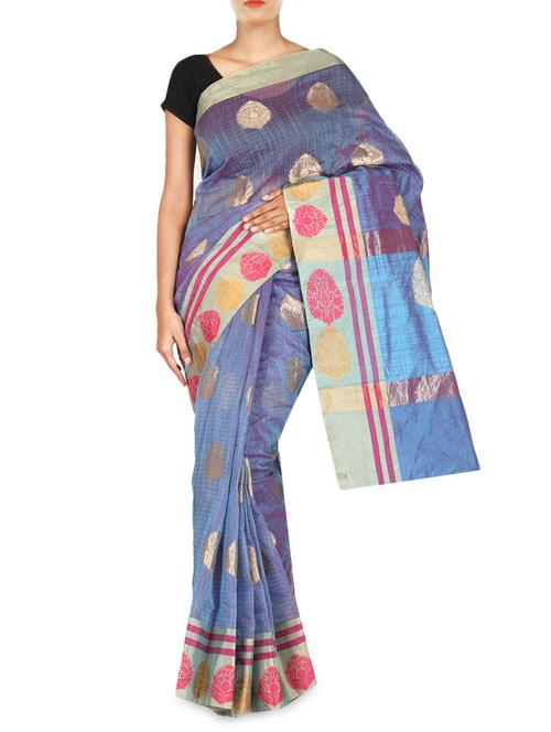 purple color matka cotton woven  saree - 9675805 - Very Small Image - 1