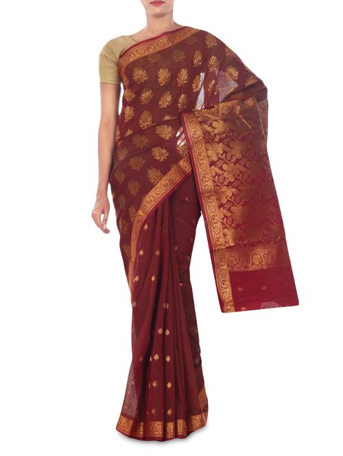red color cotton woven  saree - 9675885 - Very Small Image - 1