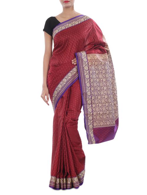 banarasi satan silk saree - 9678944 - Very Small Image - 1