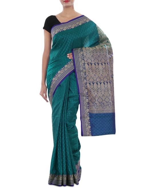 banarasi satan silk saree - 9678945 - Very Small Image - 1