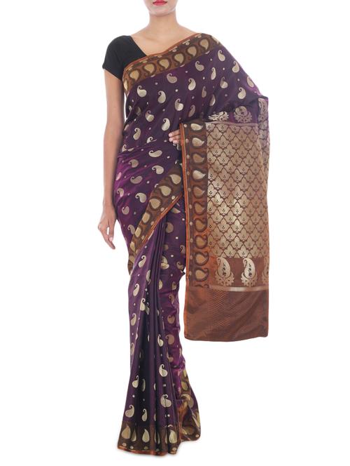 banarasi satan silk saree - 9678963 - Very Small Image - 1