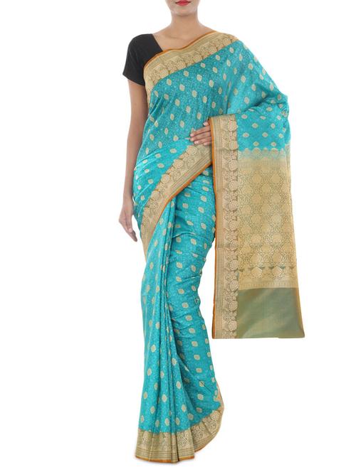 banarasi satan silk saree - 9678969 - Very Small Image - 1