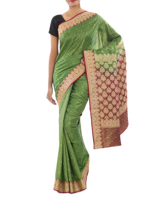 paisley woven saree with blouse - 9678978 - Very Small Image - 1