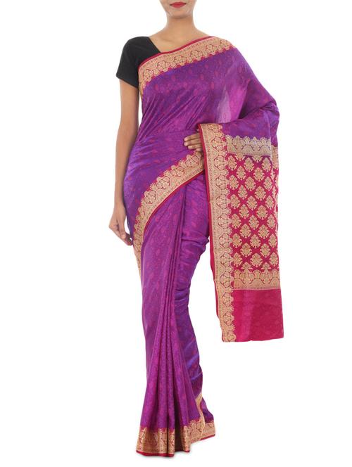 banarasi satan silk saree - 9678981 - Very Small Image - 1