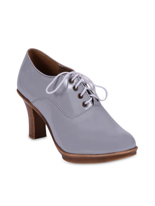 grey laced block heal shoes - 9682633 - Very Small Image - 1
