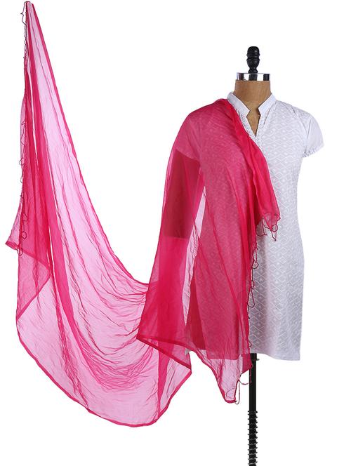 dark pink chiffon plain dupatta - 968305 - Very Small Image - 1