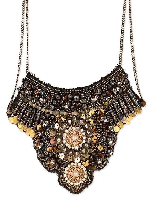 black beaded statement neck piece - 9684408 - Very Small Image - 1