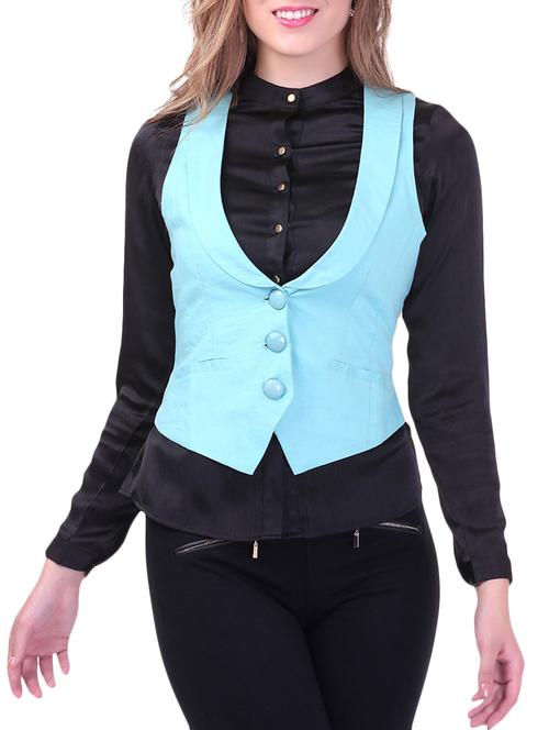 aqua linen waistcoat - 9687284 - Very Small Image - 1