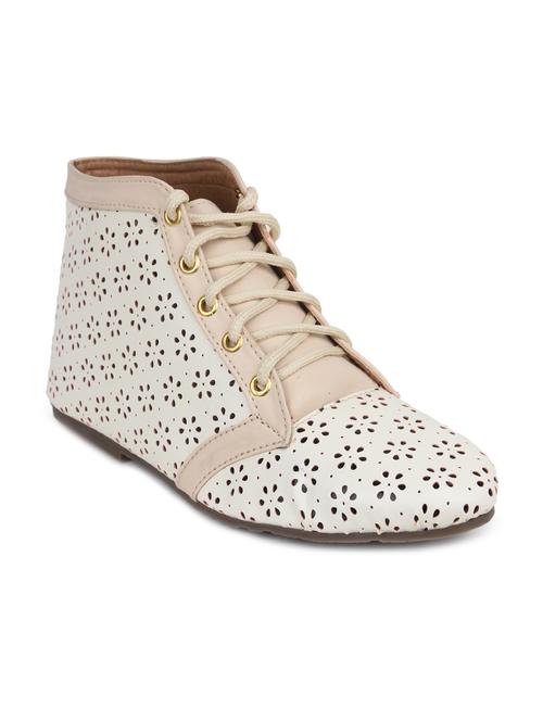 white floral cut-work detailed boots - 9687392 - Very Small Image - 1