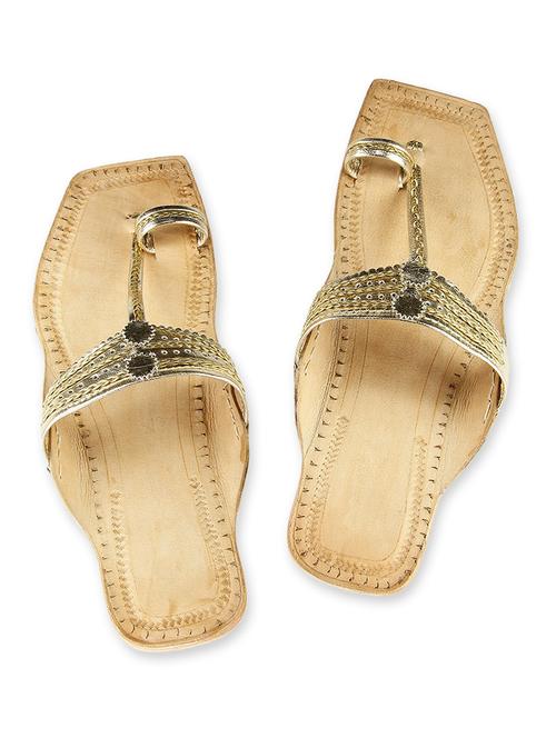 gold leather kolhapuri chappals - 9687431 - Very Small Image - 1