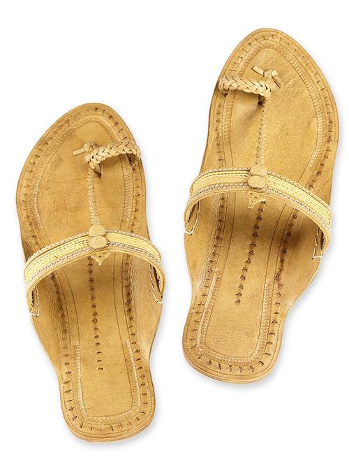 beige leather kolhapuri chappals - 9687435 - Very Small Image - 1